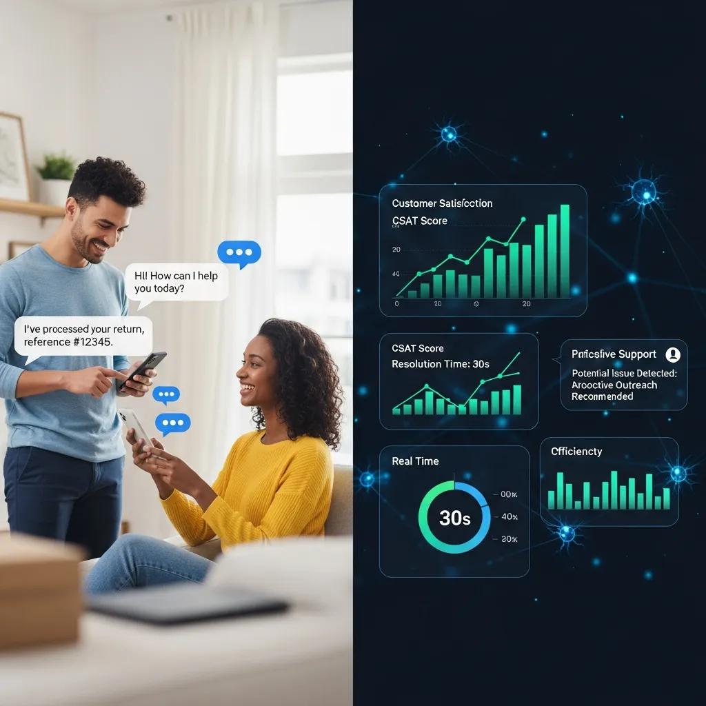 Customer interacting with a chatbot, showcasing AI use cases in support operations