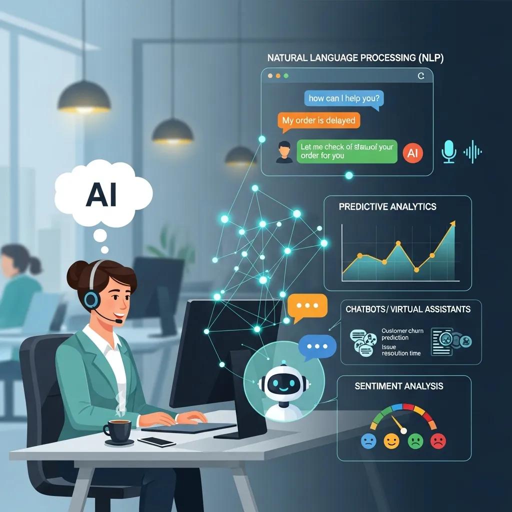 Illustration of AI capabilities in customer support, highlighting technology integration