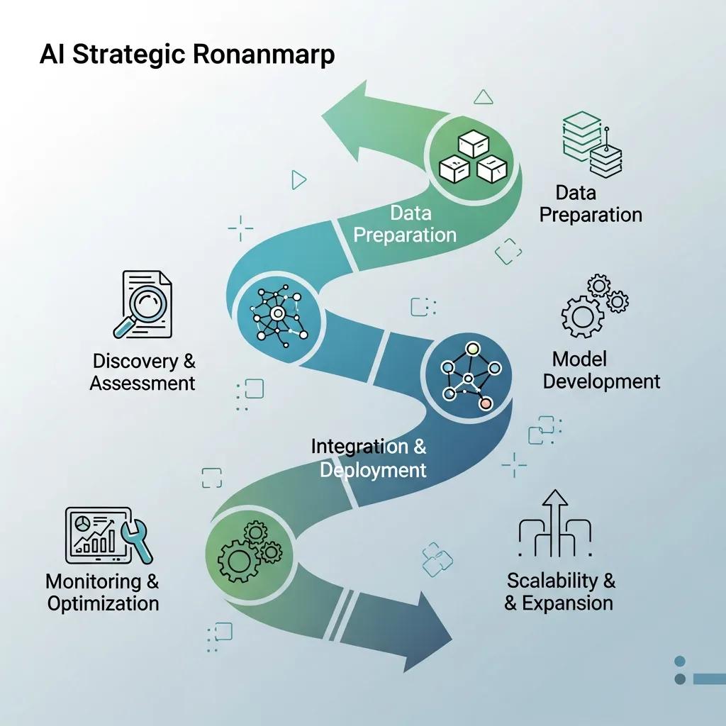 Strategic roadmap for AI implementation with milestones