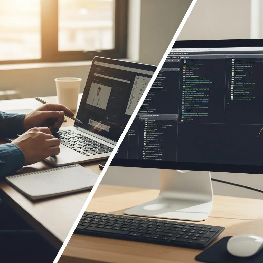 Visual representation of manual and automation testing in software development, highlighting human effort and technology