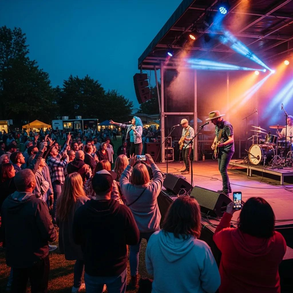Crowd enjoying a live outdoor concert at a local music event