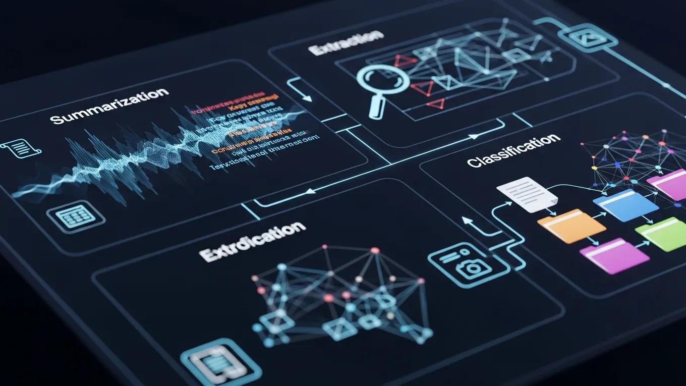 Digital interface illustrating document processing features of Claude AI