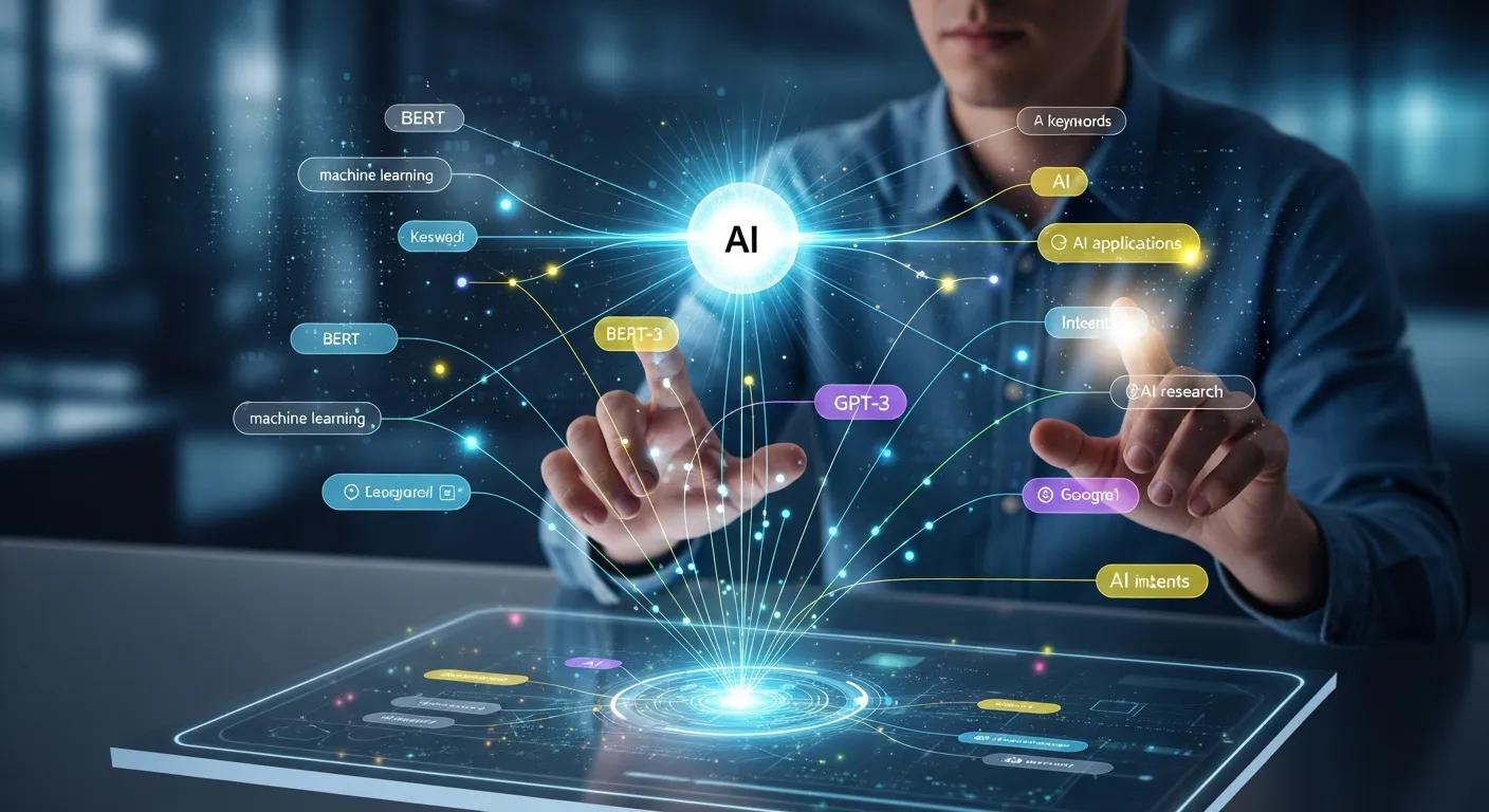 Mind map illustrating semantic search and keyword group relationships