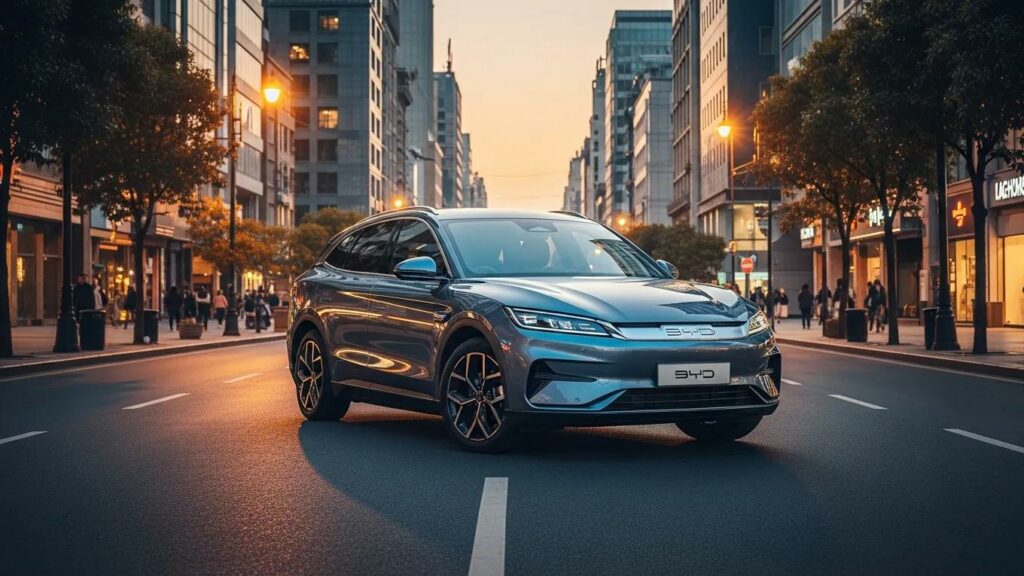 Modern BYD electric vehicle in an urban setting, symbolizing the rise of electric mobility in Pakistan