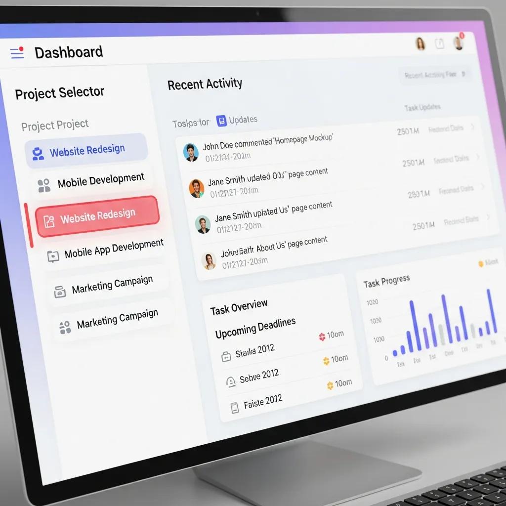 User-friendly dashboard interface showcasing project management tools and navigation features