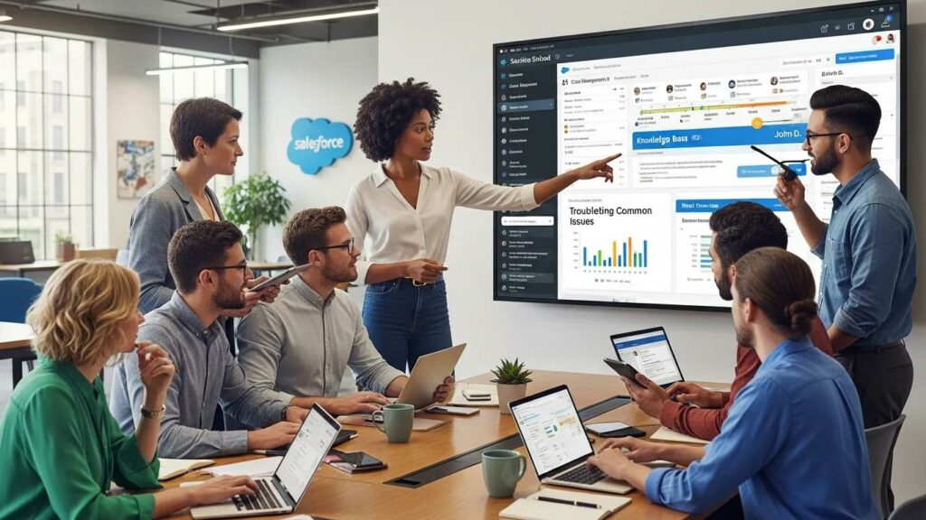 Dynamic customer service team utilizing Salesforce Service Cloud technology for enhanced support