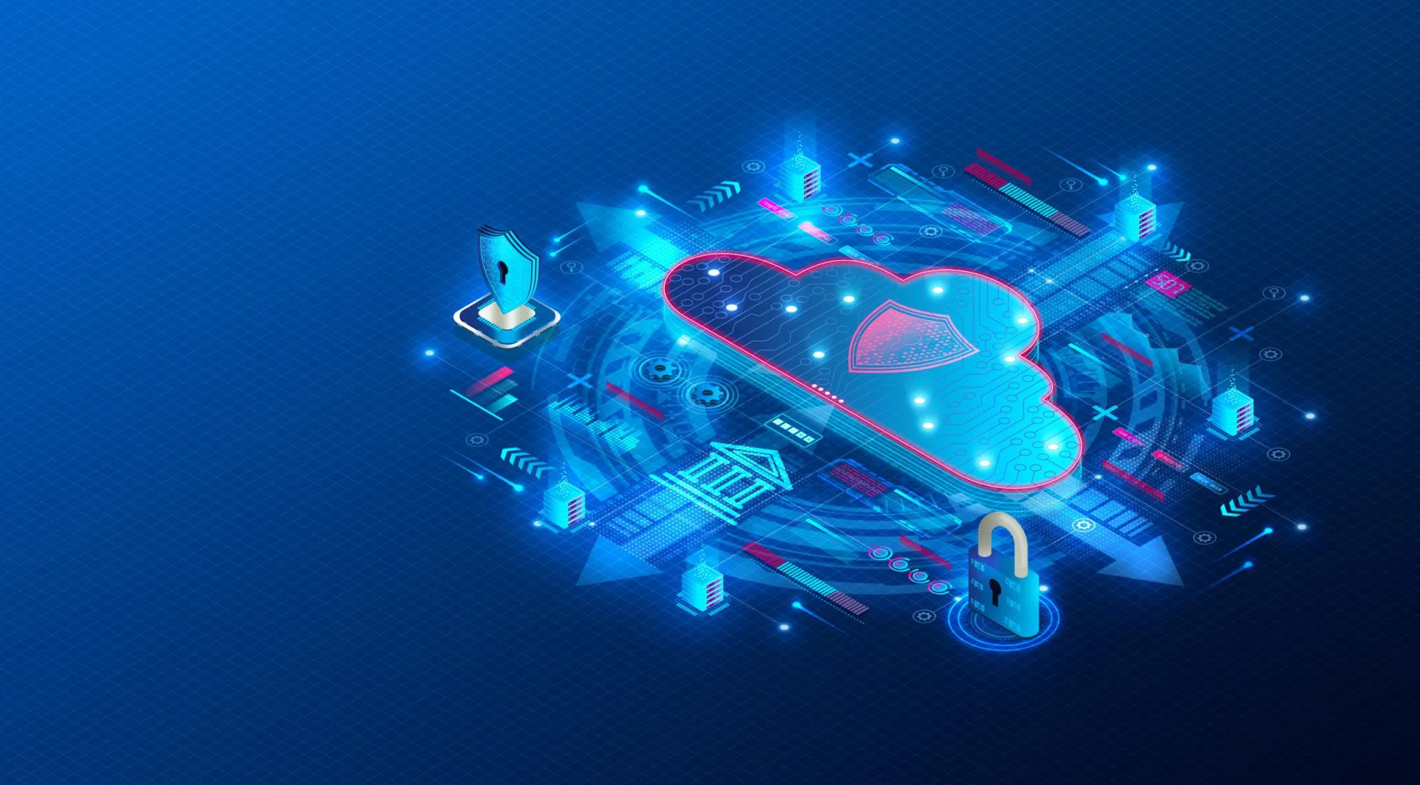 Abstract representation of core SASE components illustrating cloud security architecture